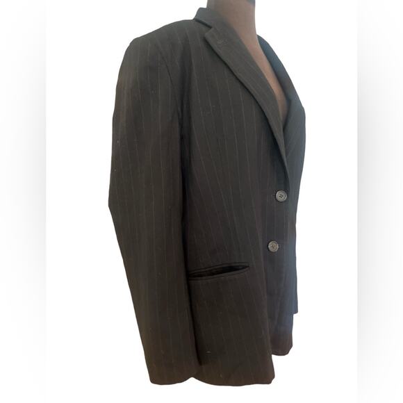 Lauren Ralph Lauren Wool Classic Pinstripe Academia Two Button Office Blazer - Picture 2 of 5